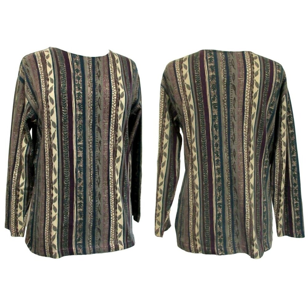 Woolrich Womens 100% Cotton Long Sleeve Pullover Top Leaf & Vine Print Sz S